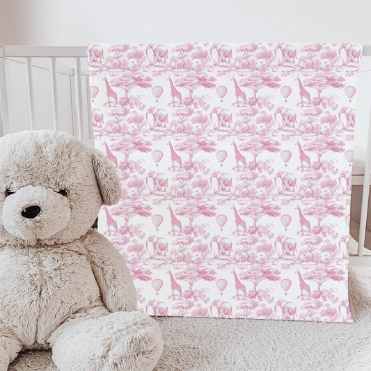 Baby and Toddler Minky Blanket - Pink Toile Safari (Copy)
