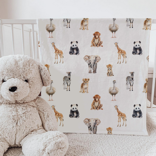 Baby and Toddler Minky Blanket - Safari Snuggles